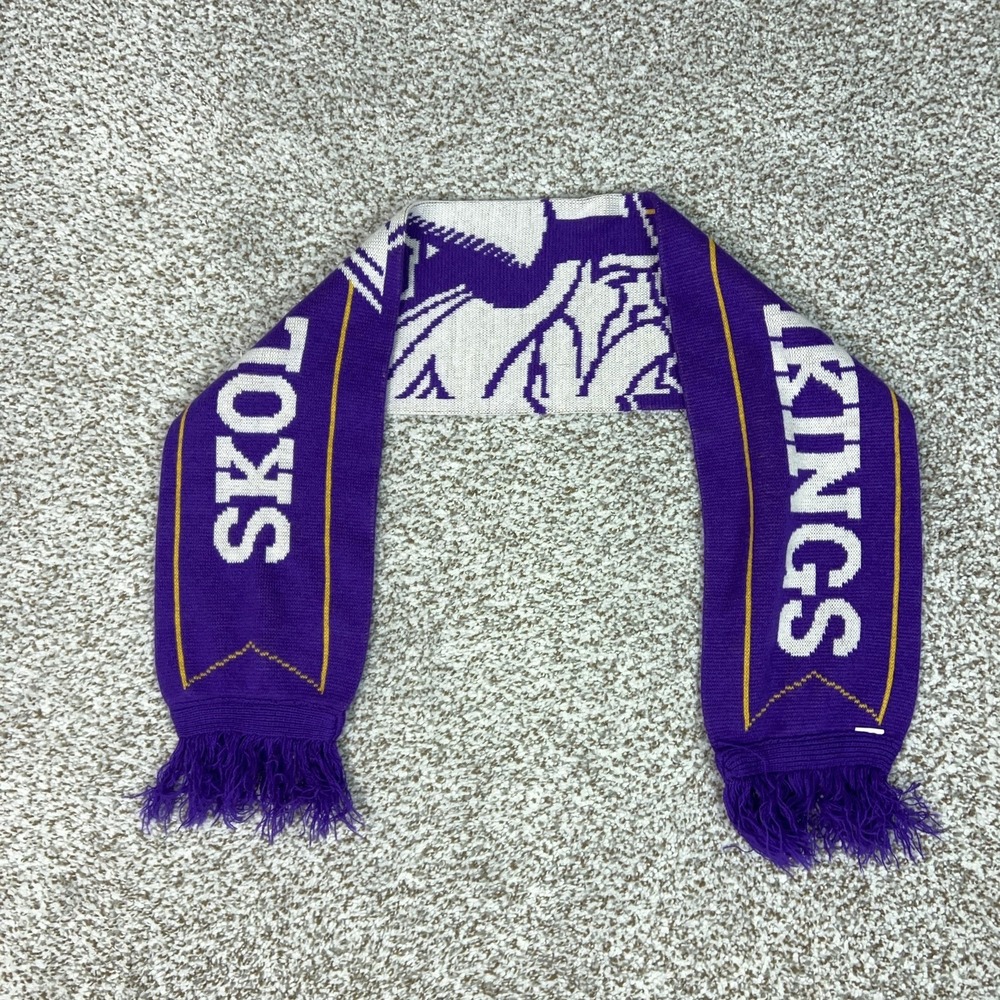 Minnesota Vikings Scarf Mens One Size Purple NFL Football SKOL Knit Fringe Sport